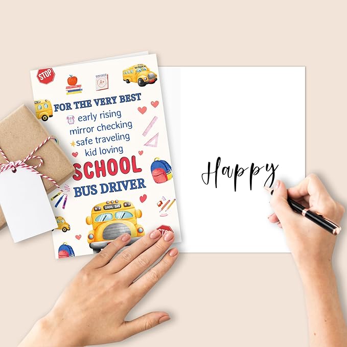 Funny School Bus Driver Appreciation Gifts, Cute School Bus Driver Retirement/End of School Year Gift Card for Him Her