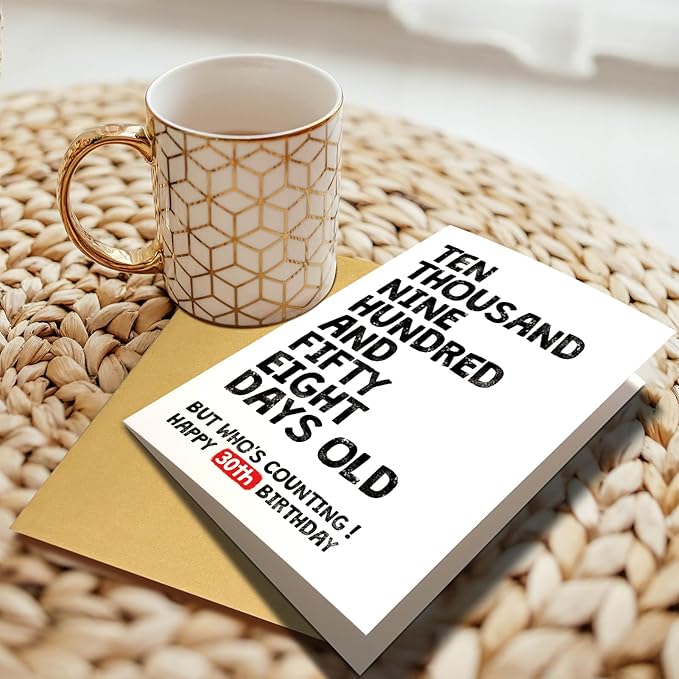 Funny 30th Birthday Card for Him Her, 30 Years Old Birthday Card, Happy 30th Birthday Card, 10958 Days Old But Who's Counting 30th Bday Card