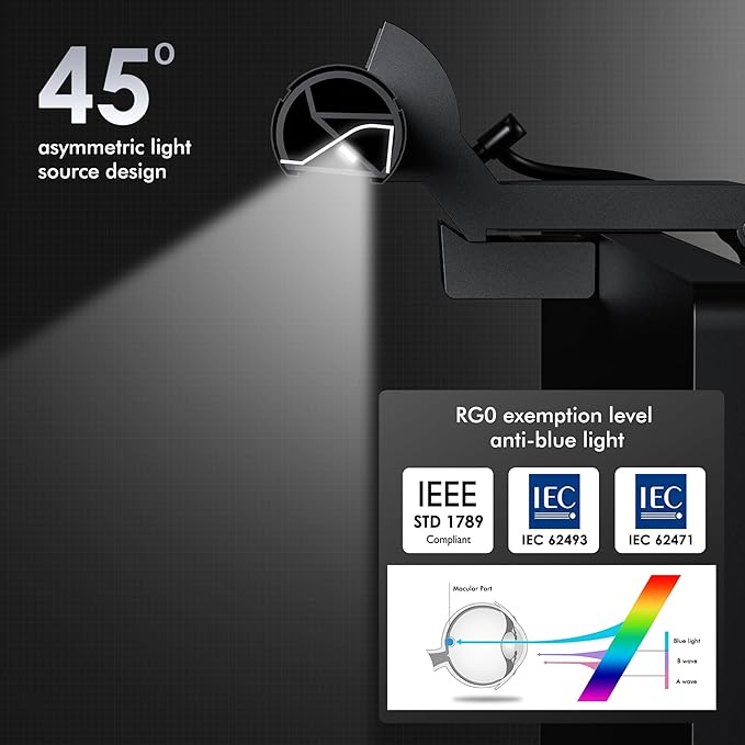 Quntis Monitor Light Bar with Remote, 16.7'' Eye Care No Glare Computer Light Bar with Backlight, Auto-Dimming & Timer, Stepless Dimming Monitor Lamp for Desk Gaming Home Office Curved Monitors