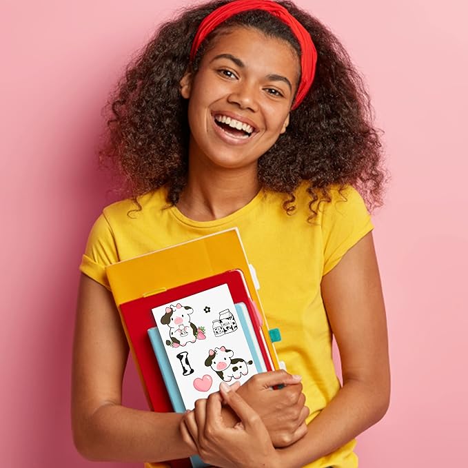 I Just Really Like Cow Sticky Notes Set, 550 Sheets, Cute Pink Cow Shaped Self-Stick Notes Pads Barnyard Farm Animal Divider Tabs Bundle Writing Memo Pads Back to School Office Supplies