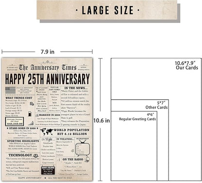 Jumbo 25th Anniversary Card for Husband Wife Couples, Big 25 Year Anniversary Card Gifts for Dad Mom Parents, Romantic Silver Wedding Gifts for Husband Wife