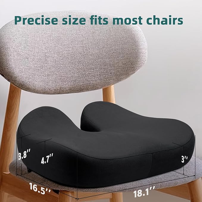 Seat Cushions for Office Chairs - Pressure Relief Seat Cushion - Car Seat Cushions for Pressure Relief, Tailbone Pain, Sciatica & Back Pain Relief for Office Chairs (Black-U Shape)