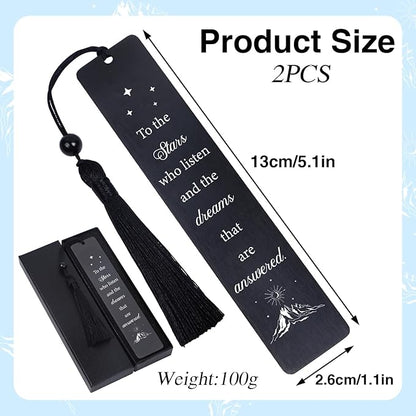 Fantasy Metal Bookmark Gift - 2Pcs Pretty Bookmarks with Tassels for Women Cool Star Book Marks Gifts for Men Motivational Book Mark for Book Lovers Teacher Bookmarks Appreciation Gifts