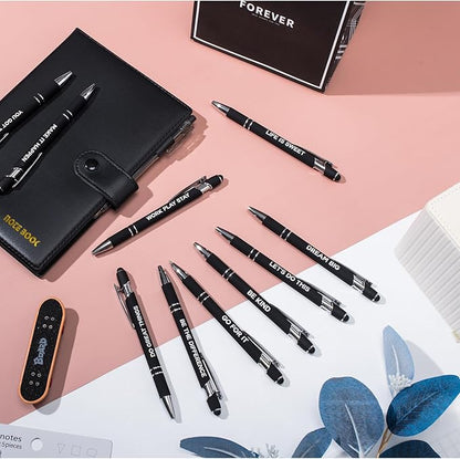 Up to 480 Pcs Personalized Pens in Bulk, Custom Metallic Printed Name Pens with Black Ink, Customized Pens Bulk with Stylus-Great Gift Ideas(Silver Barrel)