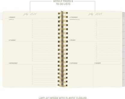18 Month Hardbound Spiral Planner by Graphique, Jul. 2024 – Dec. 2025 Calendar, Weekly and Monthly Spreads, Page Tabs, Reminder Stickers, 6” x 8”