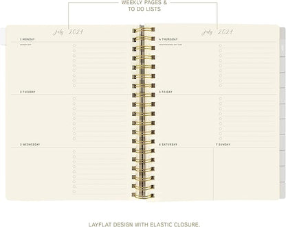 18 Month Hardbound Spiral Planner by Graphique, Jul. 2024 – Dec. 2025 Calendar, Weekly and Monthly Spreads, Page Tabs, Reminder Stickers, 6” x 8”