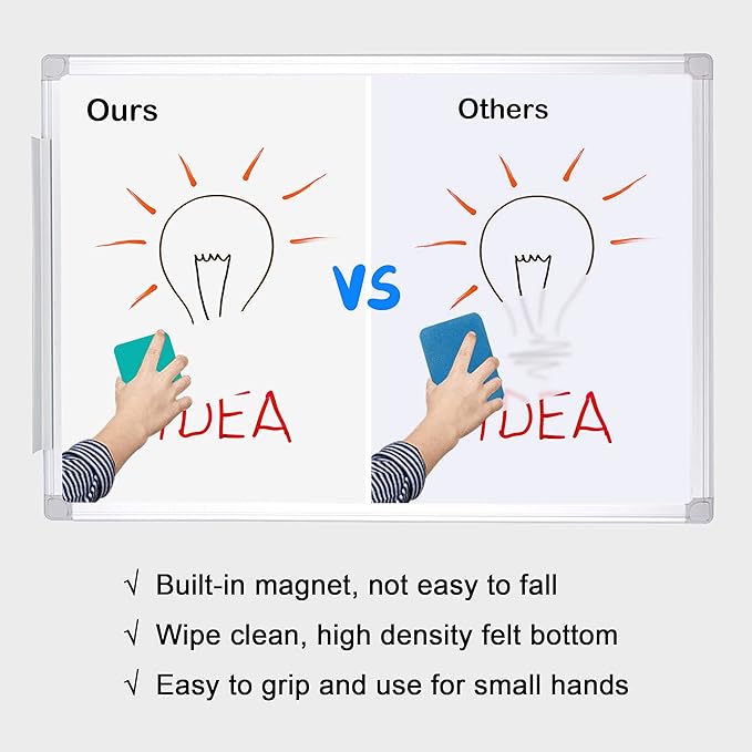 Mini Dry Erase Erasers, IHPUKIDI 48 Pack Magnetic Whiteboard Dry Erasers Chalkboard Cleaner Wiper for Kids and Classroom Teacher Supplies, Home and Office (2 x 2 Inch)