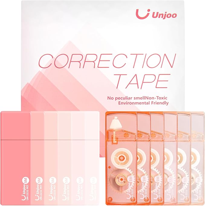 White Correction Tape, Easy To Use Cute Applicator for Instant Corrections, For school, Office Workers (Gradient Pink, 5M/196" x 0.2",12pack)
