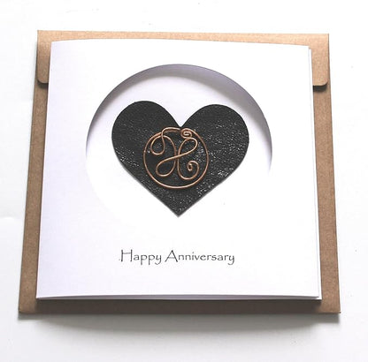 Personalized Initial Copper Card, Copper Initial, Anniversary Card for Her, Couple, Gift for Her (X)