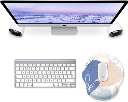 eulps Mouse Pad with Wrist Rest, Comfortable Computer Mousepad with Gel Wrist Support Smooth Surface and Non-Slip PU Base for Pain Relief, Laptop, Office & Home (Leafy Lushness)
