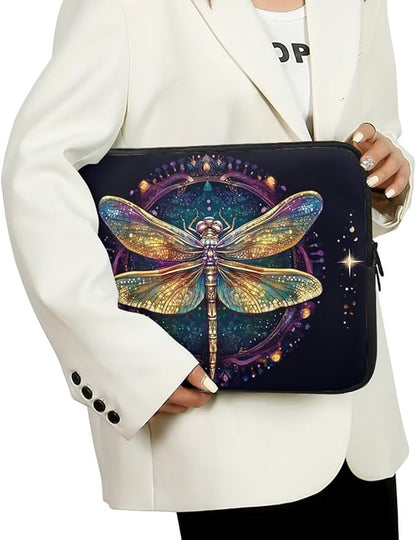 Dragonfly Printed Computer Bags for Laptops for Women, Large Capacity Computer Carrying Cover Laptop Briefcase, 10 Inch Water Resistant Laptop Case Portable Computer Case Bag