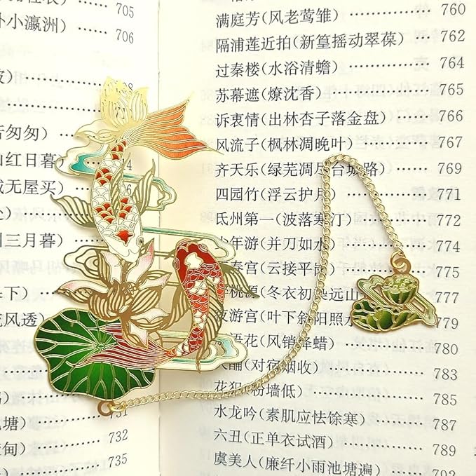 MOZART Koi Carp Chinese Style Brass Bookmark Classical Mythological Characters Mountain and Sea Sutra Series Creative Cultural Copper Bookmark Metal Bookmarks