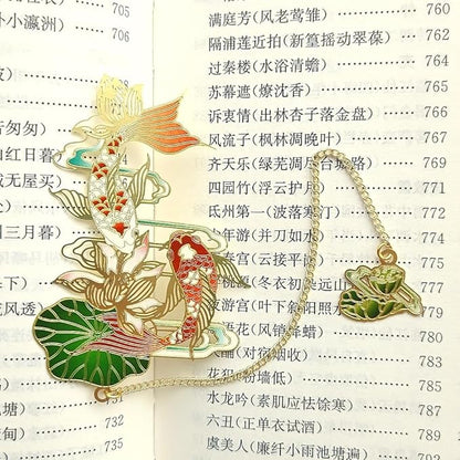 MOZART Koi Carp Chinese Style Brass Bookmark Classical Mythological Characters Mountain and Sea Sutra Series Creative Cultural Copper Bookmark Metal Bookmarks