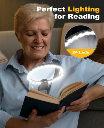 5X Hands Free Magnifying Glass with Light for Close Work,Neck Wear Magnifier for Reading Books,Sewing, Cross Stitch.Low Vision Seniors with Aging Eyes(Black)