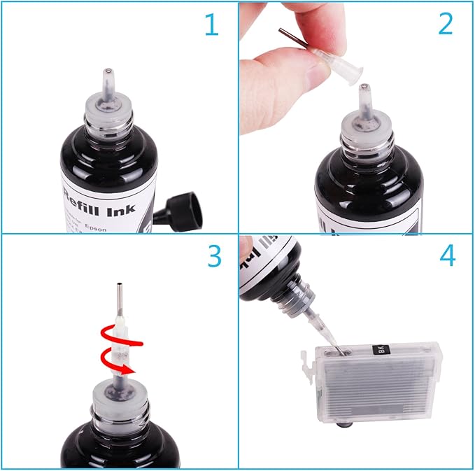Cyan Regular Refilled Ink kit for T254 T252XL120-BCS T252XL220 T252XL320 T252XL420 Workforce WF-7710 WF-7720 WF-7210 WF-3630 WF-7620 WF-7610 WF-3640 WF-3620, for Refillable Cartridges or CISS