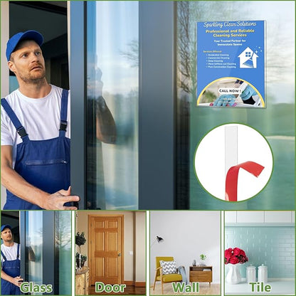 10 Pcs Wall Sign Holder 8.5"x11" Magnetic Sign Holder, Rigid Print Protectors with Adhesive & Magnetic Tapes, Wall Mount Plastic Paper Holder for Office Store Home Window Display (Clear)