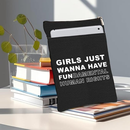 Book Themed Gifts Waterproof Book Sleeve Book Pouch Feminism Equality Rights Reading Gifts for Women Daughter Book Covers for Paperbacks Book Accessories Book Protector with Zipper and Front Pocket