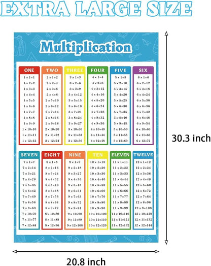 FindFunFine Multiplication Table Poster For Kids Educational Times Table Chart For Math Classroom Decor School Supplies Home Kids Room Decor 30X20.8 Inches