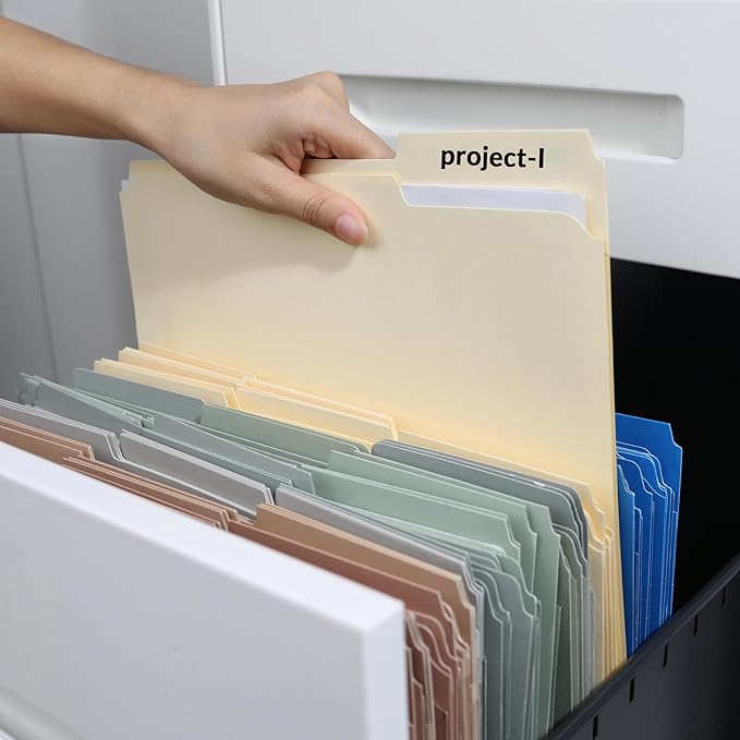 SUNEE File Folders with Fasteners, Manila Folders Letter Size, 2 Reinforced Fasteners, 1/3-Cut Tab, Manila, 50 Pack, Keep Organized for Your Office Documents School Files