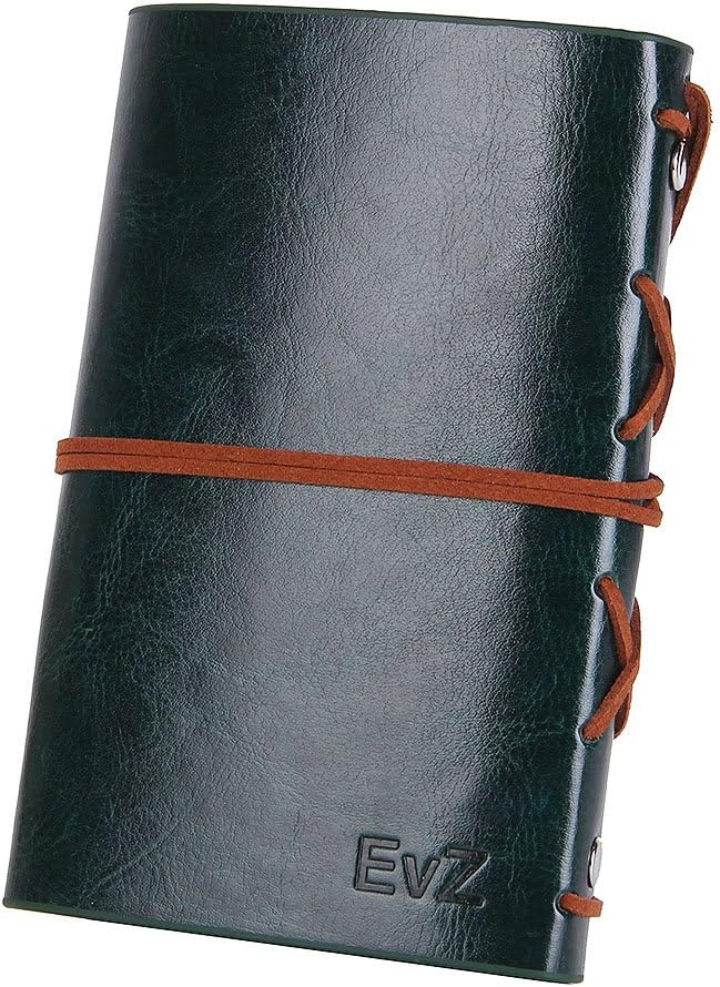 EvZ Leather Writing Journal Notebook, 5 Inches Vintage Nautical Spiral Blank String Diary Notepad Sketchbook Travel to Write in, Unlined Paper, Retro Pendants, Classic Embossed, Retro Green