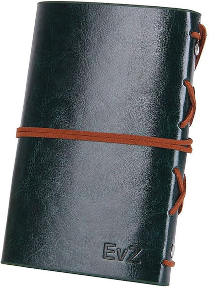 EvZ Leather Writing Journal Notebook, 5 Inches Vintage Nautical Spiral Blank String Diary Notepad Sketchbook Travel to Write in, Unlined Paper, Retro Pendants, Classic Embossed, Retro Green