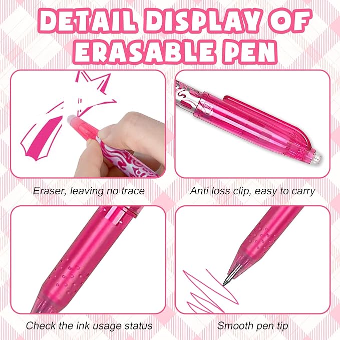 Erasable Gel Pens Assorted Color Inks Make Mistakes Disappear for Drawing Writing Planner and Crossword Puzzles Premium Comfort Grip