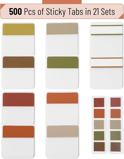 Mr. Pen- Sticky Index Tabs, 500 Pcs, 21 Sets, Colorful Sticky Tabs for Notebooks, Page Markers, Page Tabs for Binders, Page Tabs Sticky Tabs for Books, Notebook Tabs, Book Sticky Tabs for Notebooks