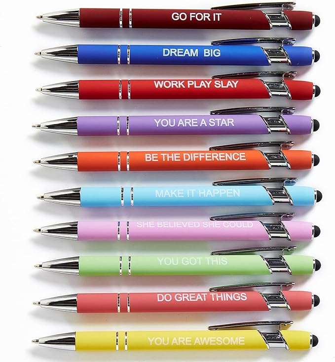 10PCS Funny Pens Colorful Ballpoint Pens with Bible Verse and Touch Screen Function Office Gifts(10PCS)
