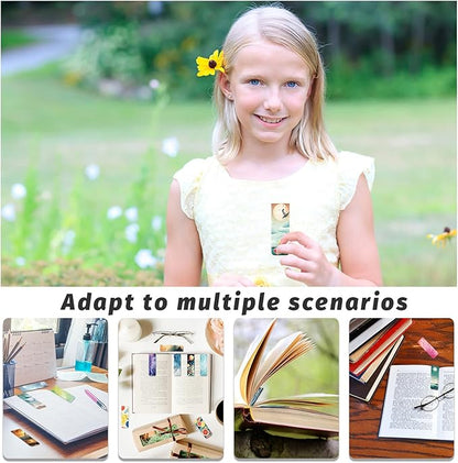 48 Pieces Magnetic Bookmarks Magnet Page Markers - Book Marks for Reading Women & Men with Storage Boxes - Cute Magnet Bookmark Clips for Reading Pleasure