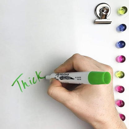 Artellius 120 Bulk Pack of Dry Erase Markers (12 ASSORTED COLORS W/ 21 EXTRA BLACK) - Thick Barrel - Perfect Pens For Writing on Whiteboards, Dry-Erase Boards, Mirrors, & All White Board Surfaces