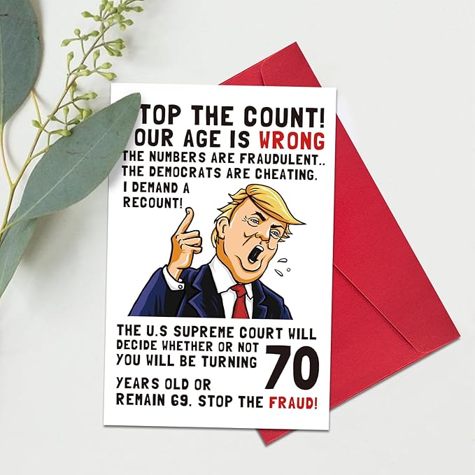 Ogeby Funny 70th Birthday Card, 70th Birthday Cards Gifts for Women Men, Hilarious 70 Year Old Birthday Gifts for Dad Mom Sister Brother, Stop The Count, Demand a Recount