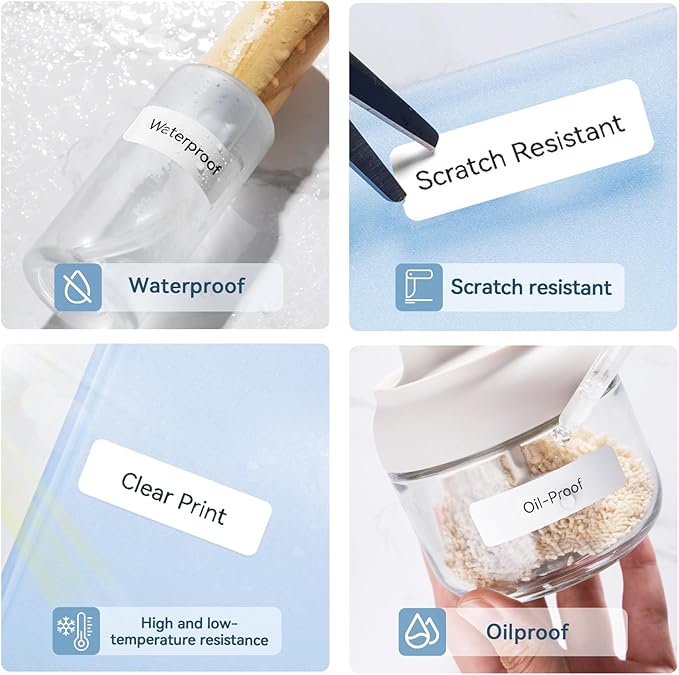 NIIMBOT Thermal Transfer Labels 0.55''x1.57'', Only for B18 Label Maker, PET Material, Waterproof and High-Temperature Resistance, Long Storage Time, White(14x40mm-150)