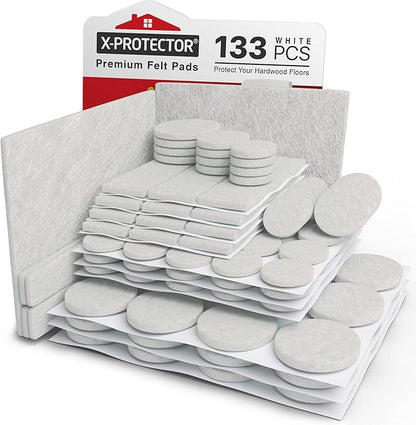 Felt Furniture Pads X-PROTECTOR 133 PCS - Premium Furniture Pads for Hardwood Floors - White Felt Pads for Furniture Feet - The Best Chair Leg Floor Protectors - Protect Your Hard Floors!