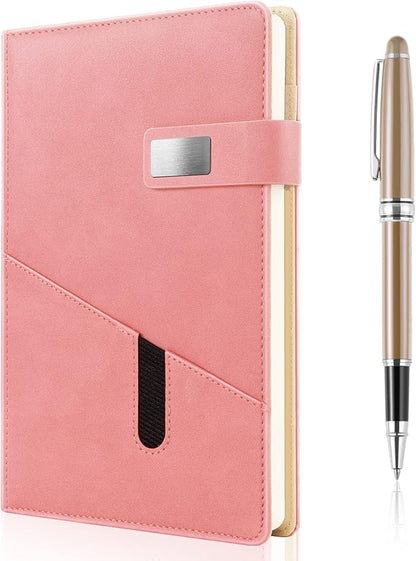A5 Blank Journal Notebook, Refillable Hardcover Leather Sketchbook with Pocket and Magnetic Buckle, 240 Pages Thick Travel Sketchbooks for Drawing and Writing, 80gsm Unlined Journal for Men and Women