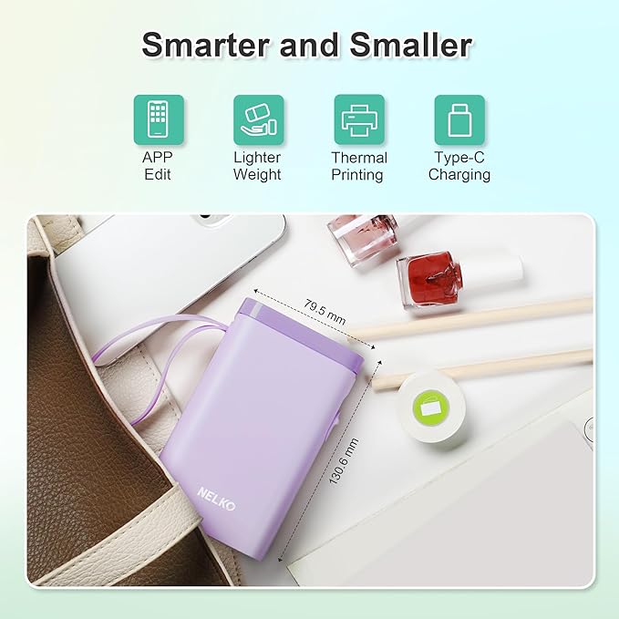 Nelko Label Maker Machine with Tape, P21 Bluetooth Label Printer, Wireless Mini Label Makers with Multiple Templates for Organizing Office Home, Purple