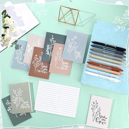 100 Pcs Inspirational Notebooks Motivational Mini Notepads Bulk Aesthetic Mini Notebook with Pen Employees Appreciation Gifts for Social Worker Coworkers Teachers Office (Neutral Colors)