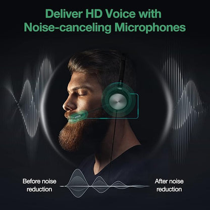 Yealink Phone Headsets for Office Phones YHS36 QD to RJ9 Wired Headset Compatible with Poly Snom Grandstream Phones Desk Landline VoIP Headset with Microphone -Mono/124g/2.1m Cable