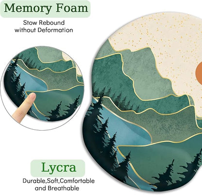 Ergonomic Mouse Pad with Wrist Rest, Sunrise Mountain Mouse Pad Gaming Mousepad with Non-Slip Pain Relief PU Base, Funny Wrist Support Mouse Pad, Cute Office Desk Accessories Decor Supplies