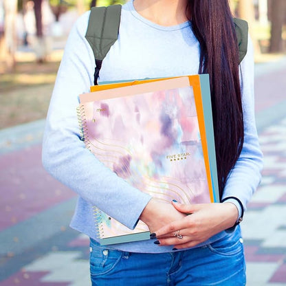 Five Star Spiral Notebook + Study App, 1 Subject, Wide Ruled, 8" x 10-1/2", 80 Sheets, Pastel Tie Dye (930210F-ECM)