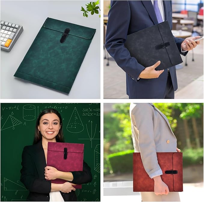 Green Leather File Folder Letter Size, File Organizer, Important Document Folder, Document Organizer, Laptop Sleeve Notebook Case, Leather Folder Paper Storage, A4 Envelopes Filing Folder