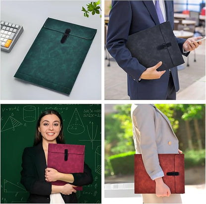 Green Leather File Folder Letter Size, File Organizer, Important Document Folder, Document Organizer, Laptop Sleeve Notebook Case, Leather Folder Paper Storage, A4 Envelopes Filing Folder