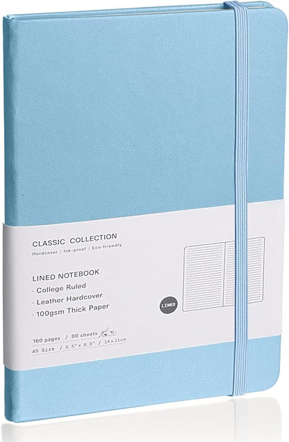 Lined Journal Notebook, (sky blue), 160 Pages, Medium 5.7 inches x 8 inches - 100 gsm Thick Paper, Hardcover