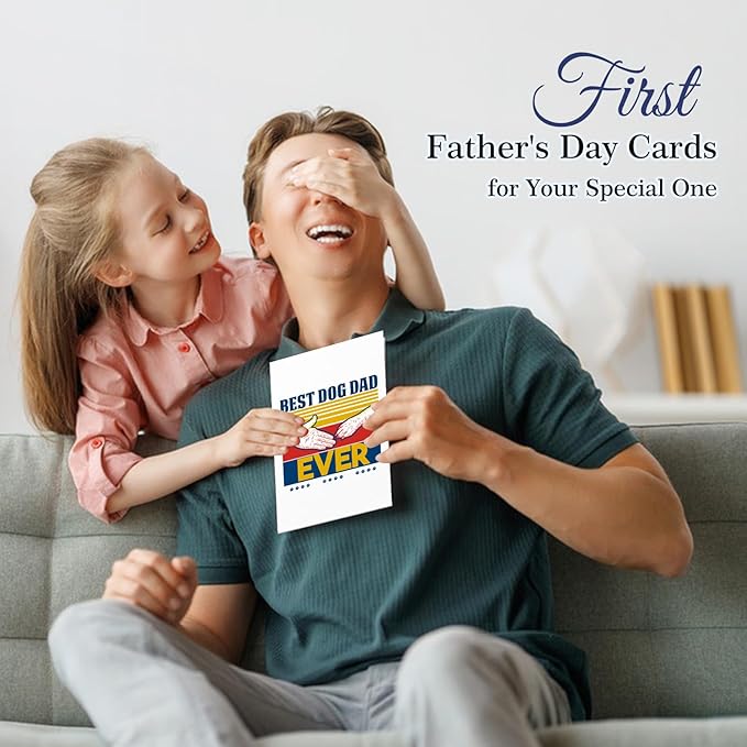 FaCraft Funny Fathers Day Card for Best Dog Dad Ever, 4 x 6, Happy Fathers Day Card with Envelope from Daughter Son Wife