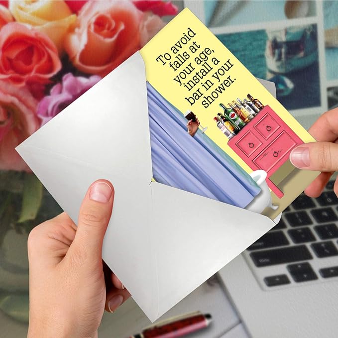 NobleWorks - Funny Happy Birthday Card with Envelope - Colorful Humor Card, Greeting Note - Shower Bar C6350BDG