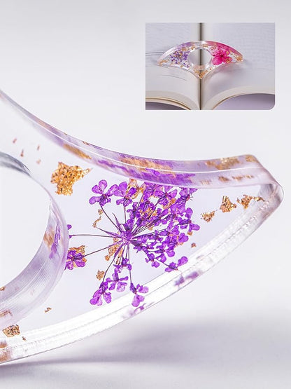 4 Pieces Dried Flower Resin Book Page Holder Transparent Thumb Ring Page Holder Handmade Personalized Flower Resin Bookmark Reading Accessories Gift for Teachers Book Lovers (Colorful A)