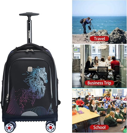 UNIKER Rolling Backpack with Wheels for Travel, Roller Backpack for Women, Wheeled Laptop Bag Fits 15.6 Inch Notebook