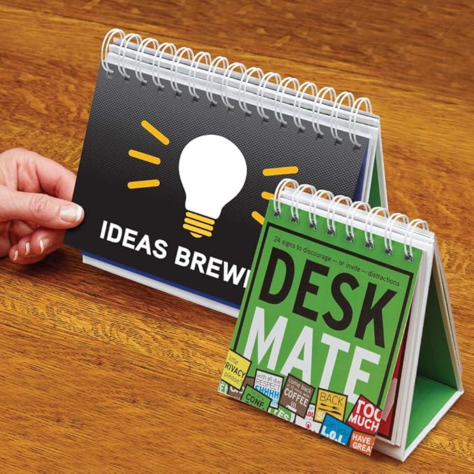Trainers Warehouse Deskmate Plus - Office Desk Accessories | 24 Signs to Discourage (or Invite) Distractions | Signs for Office - Sturdy Calendar-Style Stands 5"H x 7"W