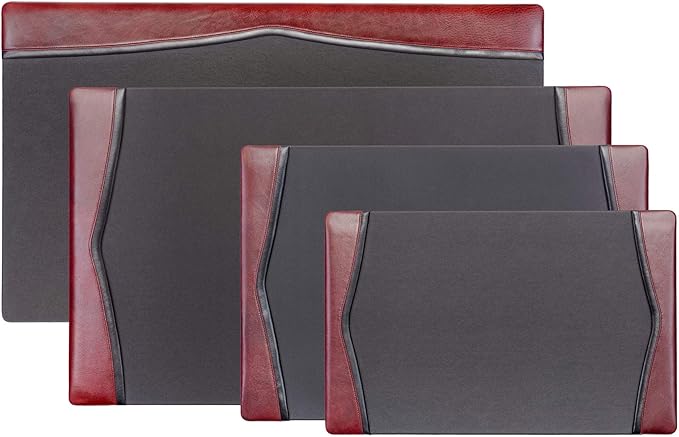 Dacasso Pad with Side Rails Luxury Leather Blotter for Writing-Executive Desk Surface Protector, 25.5" x 17.25", Burgundy