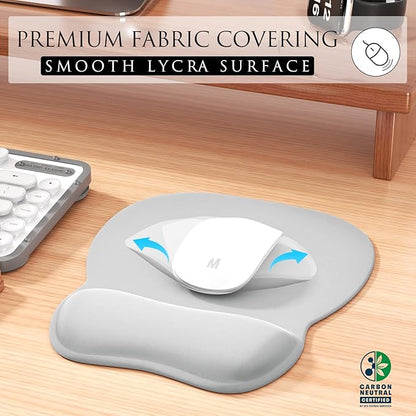 MROCO Ergonomic Mouse Pad with Gel Wrist Rest, Comfortable Mousepad with Smooth Wrist Support Surface and Non-Slip PU Base for Pain Relief, Computer, Laptop, Office & Home, 9.4 x 8.1 in, Silver Grey