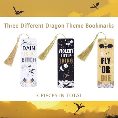 Dragon Acrylic Bookmarks, Bookish Merch Book Lovers, Unique Bookmark for Men, Page Markers Reading Accessories - Set of 3